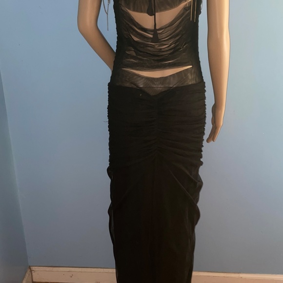 Cecelia De Bucourt Shirred Black Mesh Gown-NOS - Picture 2 of 9